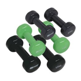 SCHILDKROT AUC4000885600100 Juego de Mancuernas Hierro Fundido + Vinilo 2x0.5kg Antracita, 2x1.0kg Verde Lima, 2x1.5kg Negro con Maleta