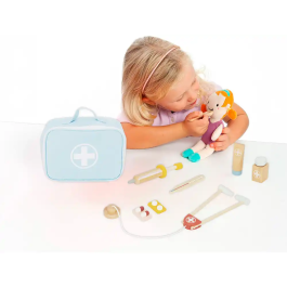 Imaginovo Maletín de Médico Infantil de Madera +3 años, 11 Piezas, Dimensiones 24.5x18x10 cm