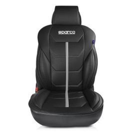 Sparco SPCS414GR Respaldo de Asiento Ferrara Universal para Coche Negro/Gris PVC Laminado Doble, Comodidad Acolchada y Diseño Deportivo