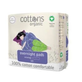 COTTONS Compresa Noche con Alas Algodón Orgánico 10 Unidades para Mayor Flujo Precio: 5.59. SKU: B18VL2RFPP