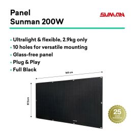 Kit Solar Autoinstalable Flex Full Black 400W x2 paneles solares ultraligeros y flexibles. Uso recomendado para balcón.