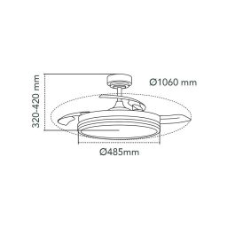 Cristalrecord Supereco Ventilador de Techo LED con 3 Aspas Retráctiles Blanco, 45W 4400lm, Ø106cm, Silencioso con Mando y Función Invierno/Verano