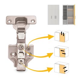 Emuca Lote de 20 bisagras codo X91 con cierre suave y suplementos para atornillar, Altura 0, Acero, Niquelado