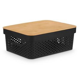 Caja Multiusos Kinvara, Tapa de Bambú, Negra, 14 cm, 35.7x26.2 cm (6 Unidades) Caja Multiusos Kinvara, Tapa de Bambú, Negra, 14 cm, 35.7x26.2 cm (6 Unidades)