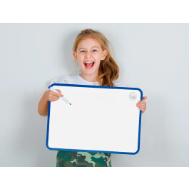 Liderpapel Pizarra Blanca Magnética Doble Cara Lisa 30x42 cm con Rotulador, Imán y Borrador