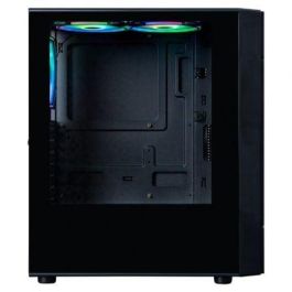 Hiditec CHA010028 Caja Gaming Semitorre V30 ARGB con Iluminación Hexagonal, Cristal Templado, ATX, Refrigeración Líquida, Negro