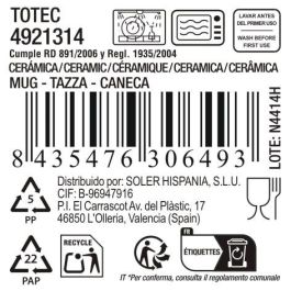 Inde Taza Jumbo Totec 380 cc Ø11.3x7.5 cm (18 Unidades)
