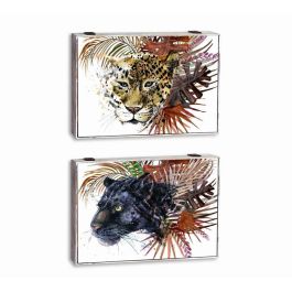 DKD Home Decor Tapa Contador Tropical MDF Multicolor Blanco 6 x 31.5 x 46.5 cm (2 Unidades)