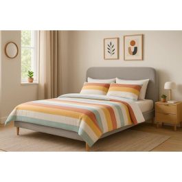 DKD Home Decor Cama Urban Gris Claro 219 x 104 x 170 cm para colchón de 150x200 - Poliéster y Madera