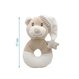 KioKids Sonajero Peluche Osito con Gorro Beige, Suave y Blandito para Bebé +0 meses, Colección Dolci Amici