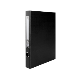 Liderpapel Carpeta de 2 anillas 25mm Folio Forrado Papercoat con Ollao y Tarjetero Negro