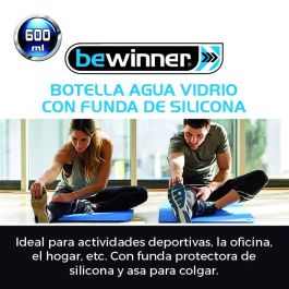 Botella de Agua de Vidrio con Cubierta de Silicona 600 ml - Bewinner por Inde (24 Unidades) Botella de Agua de Vidrio con Cubierta de Silicona 600 ml - Bewinner por Inde (24 Unidades)