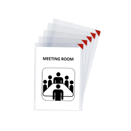 Djois Portacatalogos funda de presentacion adhesiva removible DIN A4 con esquina magnetica capacidad 10 hojas pack 5 unidades