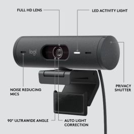 Logitech BRIO 500 Webcam Full HD 1080p 60fps con Autoenfoque y Tapa de Privacidad Grafito