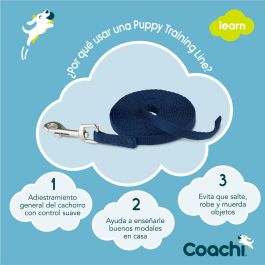 Coachi Correa de Adiestramiento Puppy Training Line para Cachorros y Perros Azules 2.5M Nylon Ligera - Ayuda a Evitar Comportamientos No Deseados en Casa