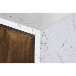 DKD Home Decor Buffet Moderno Madera de Mango Blanco Marrón Oscuro 150x40x80 cm con 3 Cajones, 2 Puertas y 2 Estantes