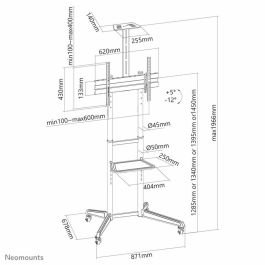 Neomounts FL50-550BL1 Carro para TV 37-70" hasta 50 kg, Soporte de suelo portátil con ruedas y ajuste de altura - Negro