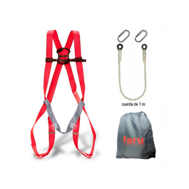 Faru Arnés anticaídas P01 Cuerda C170 Mosquetones Virola Bolsa Porta Arnés Seguridad Trabajo