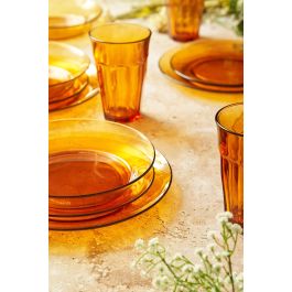 Duralex Lys Vajilla Ámbar 12 piezas (4 Llanos 23.5 cm, 4 Hondos 19.5 cm, 4 Postre 19 cm) (2 Unidades)