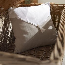 Cojín - HOY - CHARME - Slub x Chambray x Pompon Berenice - 40 x 40 cm