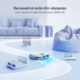 Ezviz EZV1726330905836 Robot aspirador con mopa, Cepillo lateral elevado, 7200 Pa, Limpieza con agua caliente a 60 °C