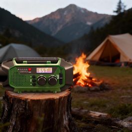 Camry Radio de Emergencia CR1919 Solar/Dinamo/USB 4000 mAh, Linterna LED 3W, Power Bank, Verde