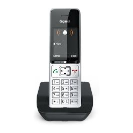Gigaset COMFORT 500 Teléfono DECT Inalámbrico con Manos Libres, Identificador de Llamadas, 200 Entradas, Negro/Plata