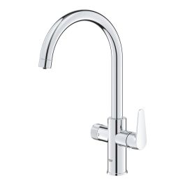 GROHE 30592000 Grifo de Cocina con Sistema de Filtración de Agua Blue Pure StartCurve Cromo, Caño Alto en C, Rotación 150°