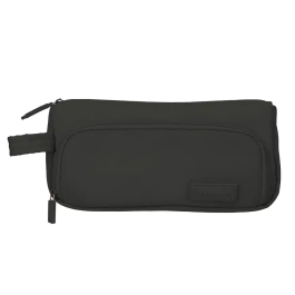 Liderpapel Estuche Portatodo Minibag Negro 2 Cremalleras, 2 Compartimentos, 90x210x75 mm