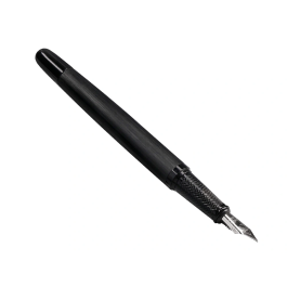 Belius Origen 1995 Pluma Estilográfica y Tinta Negra, Aluminio Cepillado Negro, Sistema Embolo, Grosor M, Caja Regalo