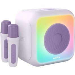 Bigben Party BIG3499550388824 Altavoz Karaoke Iluminado Lavanda, 30W Bluetooth, 2 Micrófonos Inalámbricos USB-C, Batería Li-on, Ecualizador