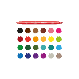 Carioca Rotulador Birello Doble Punta Caja 24 Unidades Colores Surtidos Lavable Punta Fibra