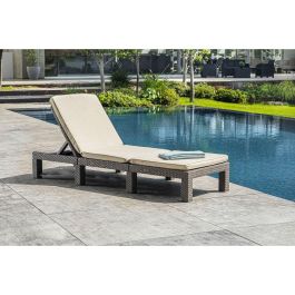 ALLIBERT Daytona Sillón Lounge con Cojines de Resina Trenzada, 4 Posiciones, Beige, 195x65x25,5 cm