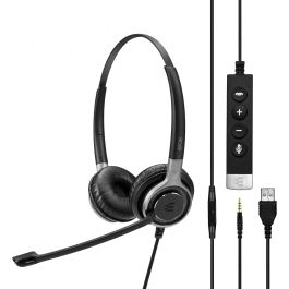 EPOS Auriculares SC 665 USB-A con diadema para llamadas y música, USB-A, Negro/Plata, 50-18000 Hz