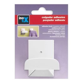 Inofix Colgador adhesivo grande, acero inoxidable, blanco, 52 x 40 x 35 mm