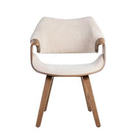 Silla Crema-Marrón Tejido-Madera 61 X 56 X 82 cm