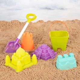 Cubo de playa castillo 15 cm con pala 39 cm y 4 accesorios en red