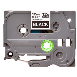 Q-connect TZE-335 Cinta para Rotuladora Brother, Blanco sobre Negro, 12mm x 8m