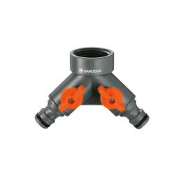 Gardena Distribuidor de 2 Vías con Válvulas para Grifo con Rosca ½" - ¾", Conector Rápido Doble Salida Anti Hielo Gris/Naranja Precio: 15.59000058. SKU: S7909448