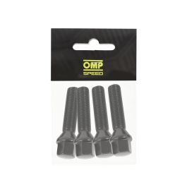 Omp OMPS09881401 Juego 4 Tornillos M14x1.25 Cónico Largo 48mm Llave 17 Negro DIN 10.9