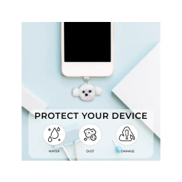 Wondee Protector de Puerto Charm Funny Tipo C Perro - Charm Decorativo y Protector Anti-Polvo para Móvil, Smartphone