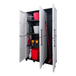 Art Plast Armario alto Family de Polipropileno, estantes ajustables y portaescobas, Gris Claro, 102 x 37 x 169 cm