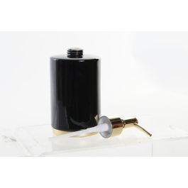 DKD Home Decor Dosificador Glam para Jabón o Loción Negro Dorado, Materiales Gres y Metal, Set de 2 Unidades, Medidas 8x8x19 cm