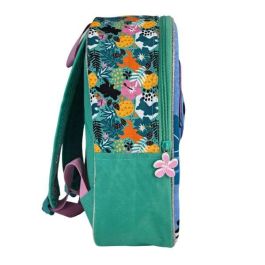 Stitch tropical mochila preescolar 3d. bolsillo lateral. interior totalmente forrado y personalizado.11 x 24 x 6 cm.