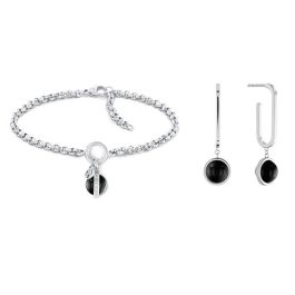 Conjunto Pulsera y Pendientes Tommy Hilfiger 2770171 Negro Plateado Precio: 122.49999949. SKU: B17PTWYEH2