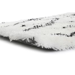 DKD Home Decor Alfombra Boho 100% Poliéster Blanco Negro Rombos 180x120 cm 1500 gsm