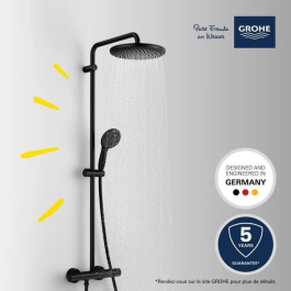 Grohe Vitalio Start System 250 Columna de ducha con mezclador termostático - Ahorro de agua - Negro mate - 266772431