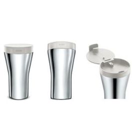 Alessi GIA24 W CAFFA Mug de Viaje Acero Inoxidable 18/10 Blanco, Mantiene Temperatura Alessi GIA24 W CAFFA Mug de Viaje Acero Inoxidable 18/10 Blanco, Mantiene Temperatura