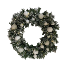 DKD Home Decor Corona de Navidad Luminosa Alpina con 50 LEDs Verde y Blanca 60x60 cm PVC Funciona con 3 Pilas AA (2 Unidades)