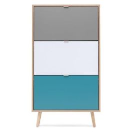 Finori Zapatero Cuba 18 pares - Roble Sonoma y Gris Claro con Pies de Madera Maciza - Diseño Moderno Escandinavo - L 70 x P 24 x H 127 cm Finori Zapatero Cuba 18 pares - Roble Sonoma y Gris Claro con Pies de Madera Maciza - Diseño Moderno Escandinavo - L 70 x P 24 x H 127 cm